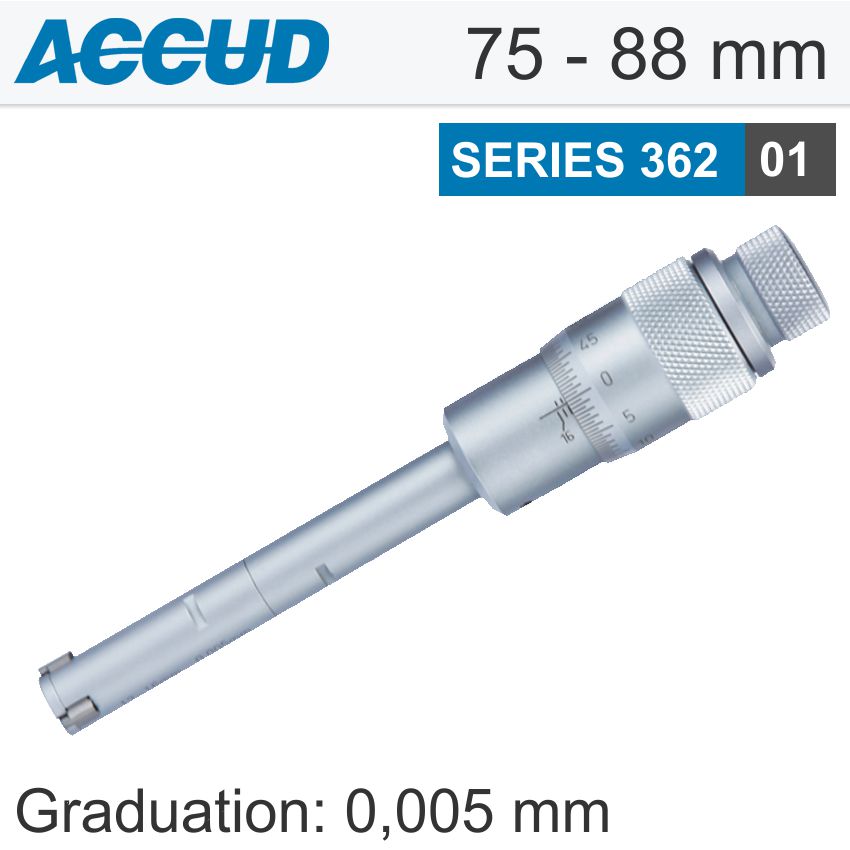 Accud 3 POINTS INSIDE MICROMETER 75-88MM 0.005MM ACC. 0.005MM GRAD.