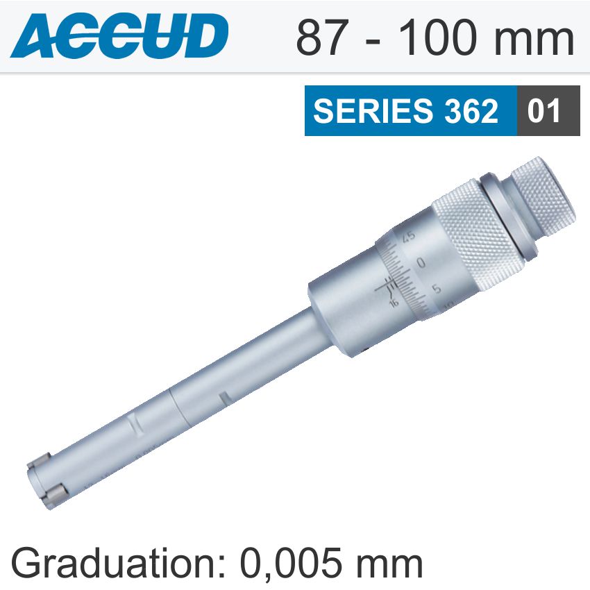 Accud 3 POINTS INSIDE MICROMETER 87-100MM 0.005MM ACC. 0.005MM GRAD.