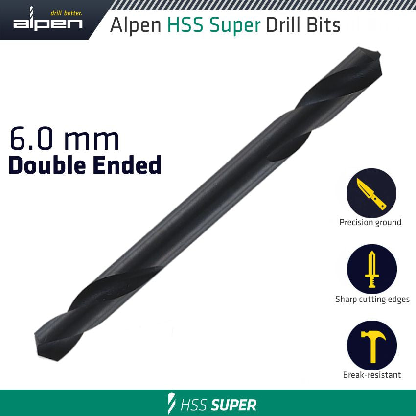 Alpen HSS SUPER DRILL BIT DOUBLE ENDED 6.0MM 1/PACK