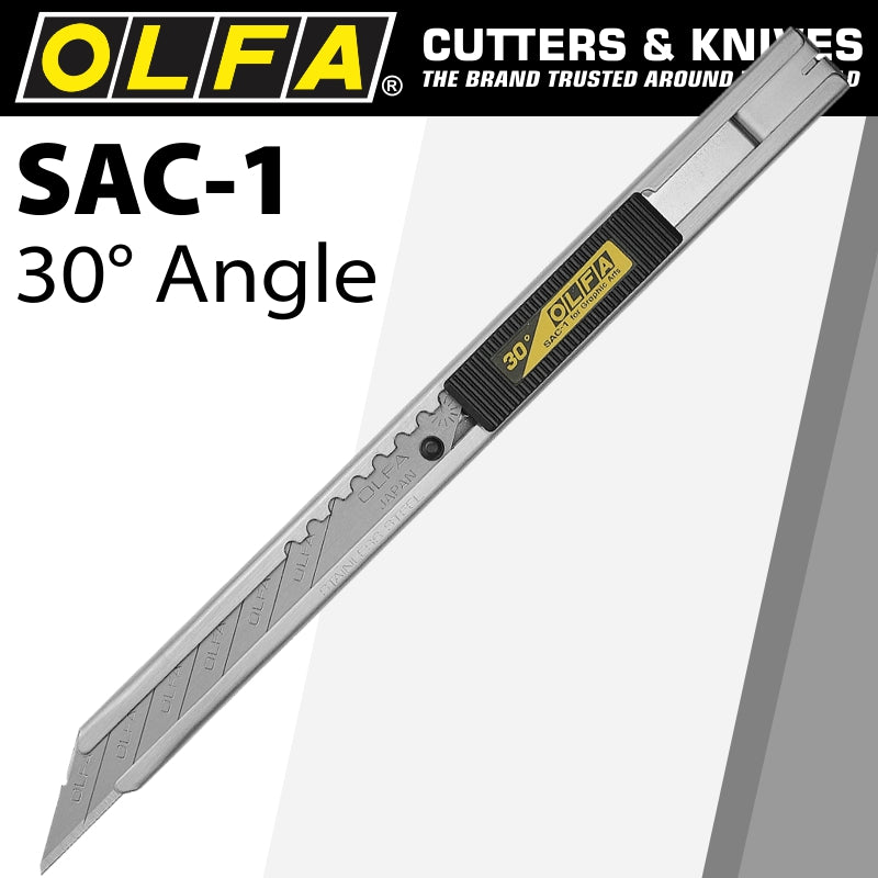 OLFA GRAPHIC ART KNIFE STAINLESS 30-DEGREE ANGLED SNAP OFF BLADE