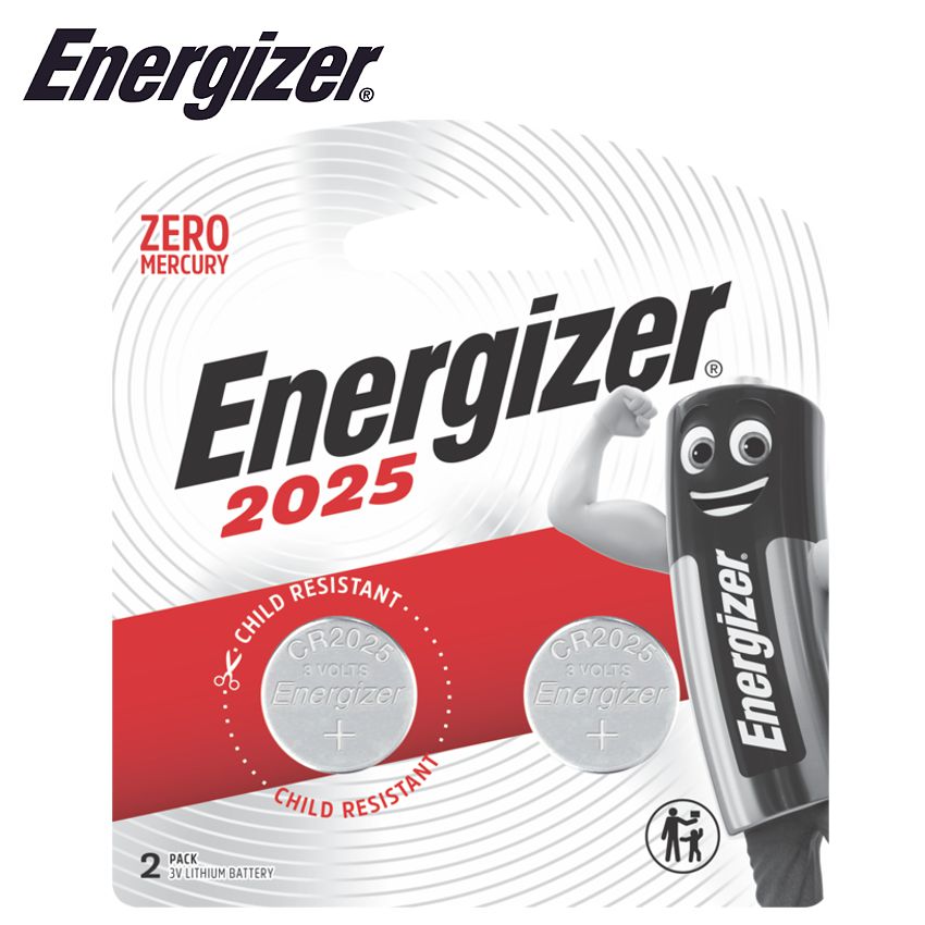 ENERGIZER CR2025 3V LITHIUM COIN BATTERY 2 PACK