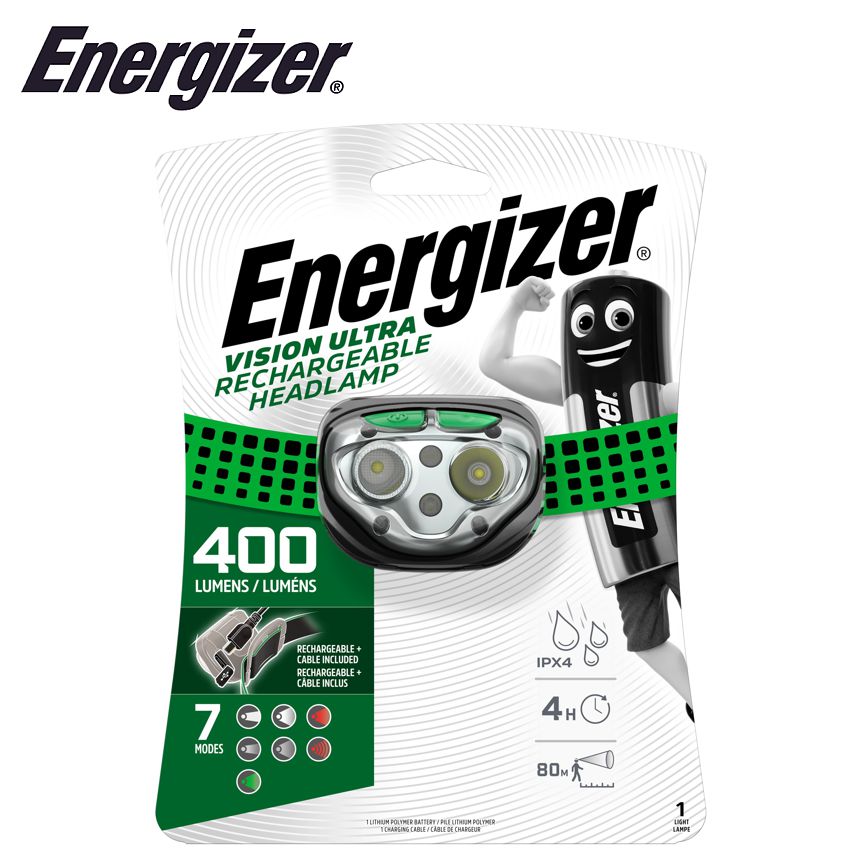 ENERGIZER 400LUM VISION RECHARGE HEADLIGHT GREEN