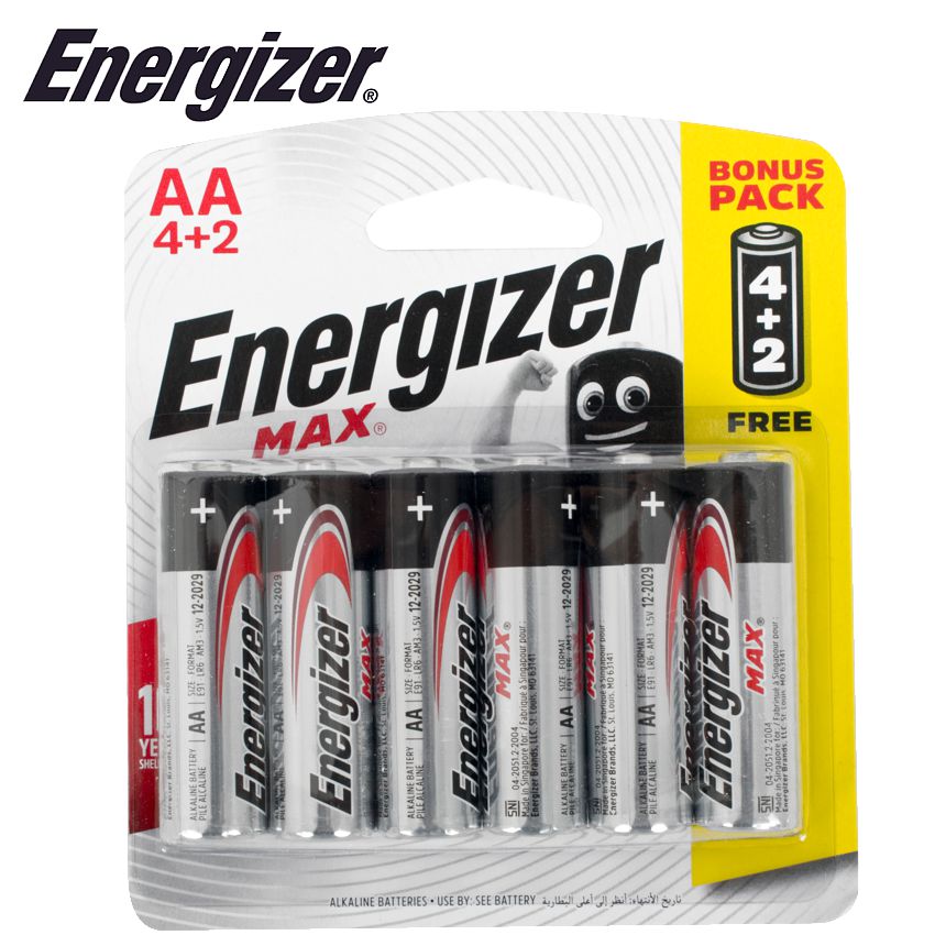 ENERGIZER MAX AA - 6 PACK  4+2 FREE