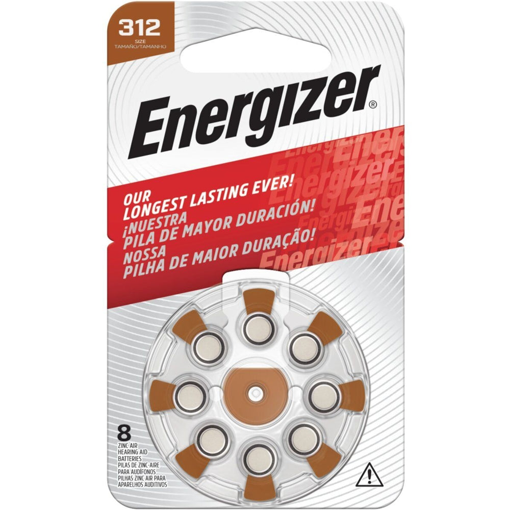 ENERGIZER HEARING AID BATTERY AZ312 BROWN 8 PACK