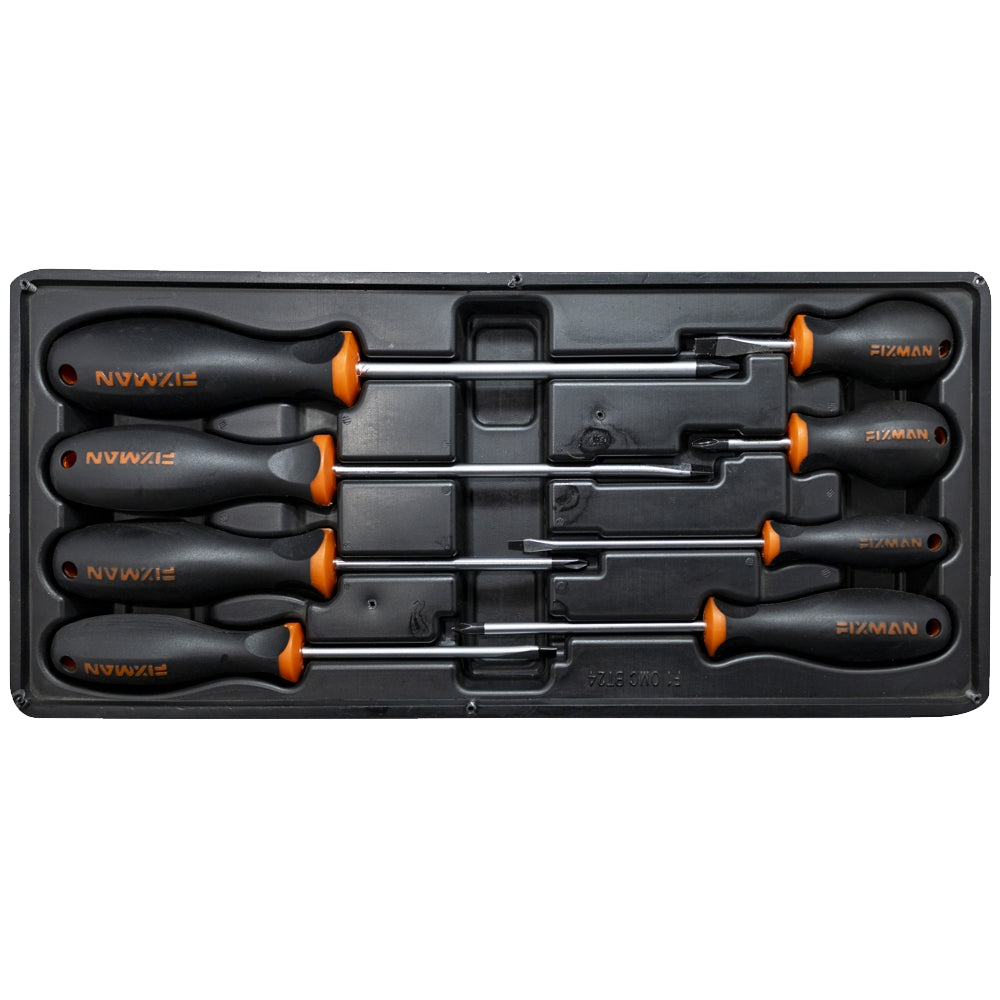 FIXMAN TRAY 8 PIECE SLOTTED AND PHILLIPS SCREWDRIVERS