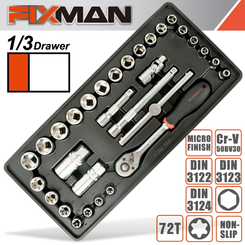 FIXMAN 31-PC 3/8'DR.SOCKETS & ACCESSORIES