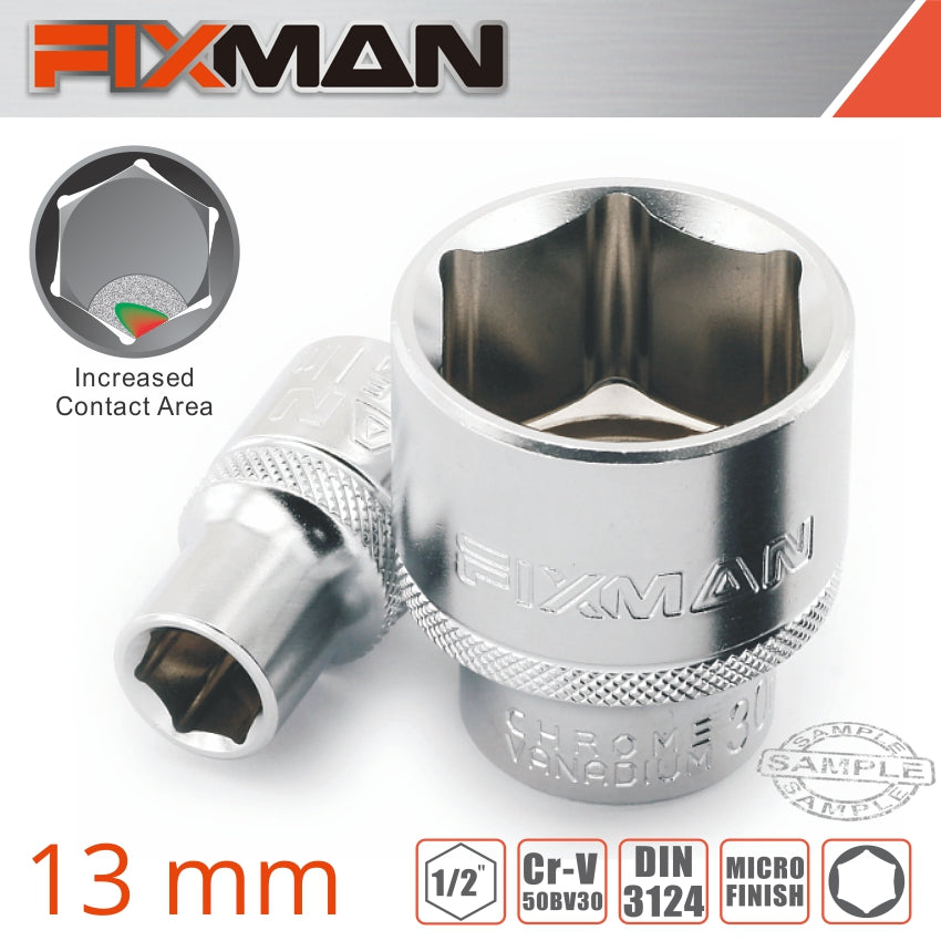 FIXMAN 1/2' DRIVE HEX SOCKET 13MM X 21.8MM