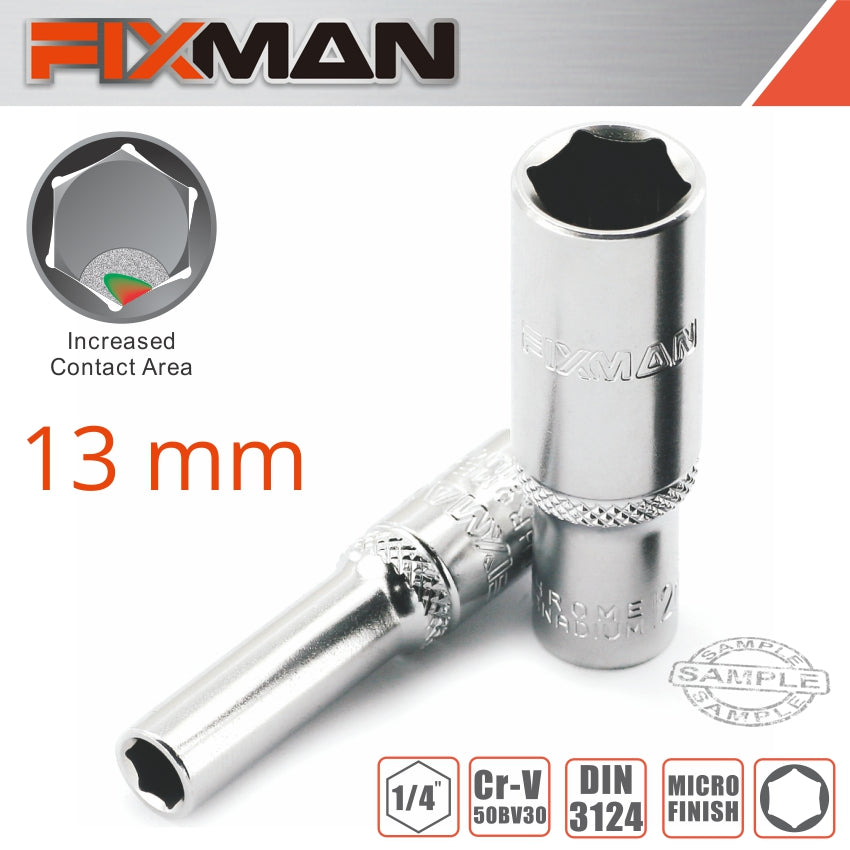 FIXMAN 1/4' DR DEEP SOCKET 13MM