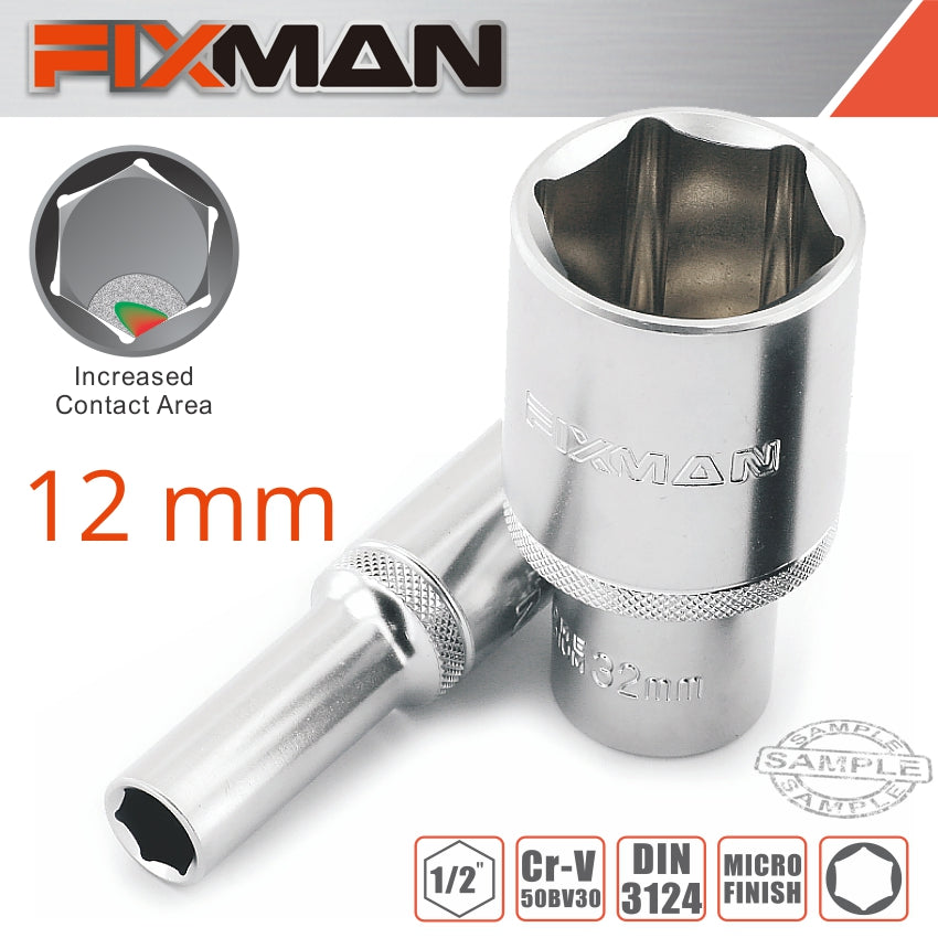 FIXMAN 1/2' DR DEEP SOCKET 12MM