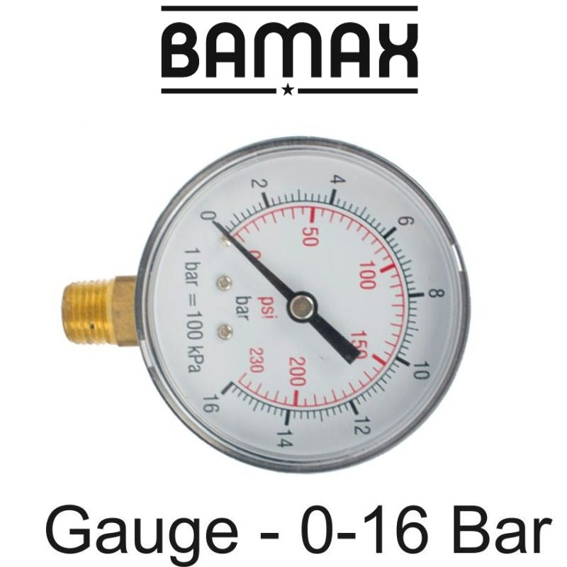 GAV PRESSURE GAUGE 0-16BAR 1/4LOWER63MM PACKAGED
